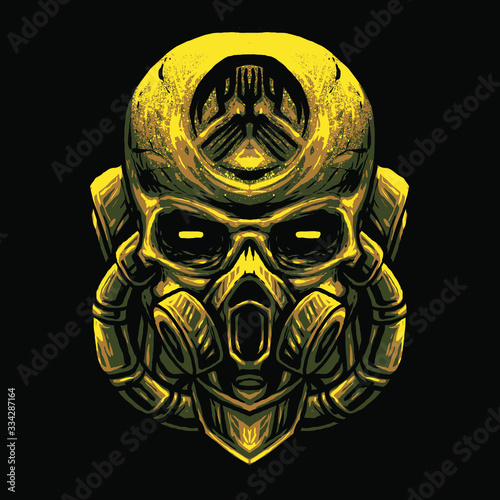 Gas mask skull art vector illustration