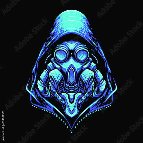 Gas mask head art vector illustration