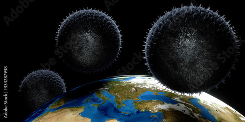 Coronavirus Corona Covid19 Korona Virus Space palnet Earth 3D Illustration. This image is established and furniture by NASA. photo