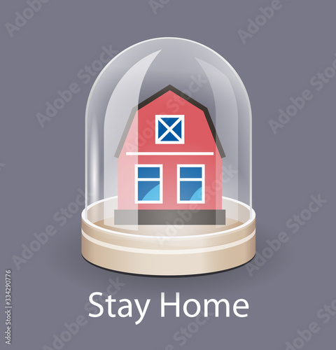 Glass dome, home icon on white background
