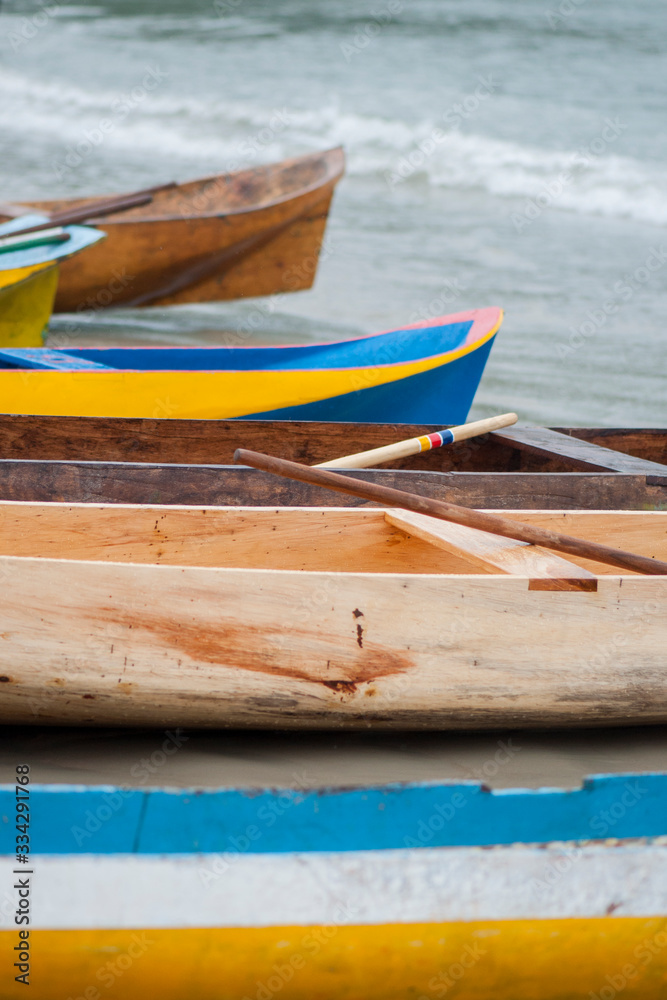 Caiçara canoe, traditional fishing boat from coastal communities in southeastern Brazil - Ubatuba (SP) Brazil