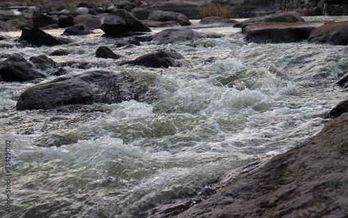 Water flowing over rocks