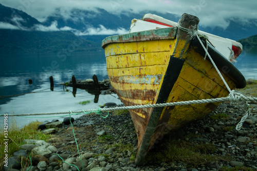 Hornopirén waterfront, located in the Los Lagos region, Chile.