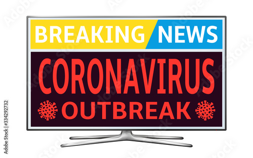 Coronavirus covid-19 breaking news on smart tv screen