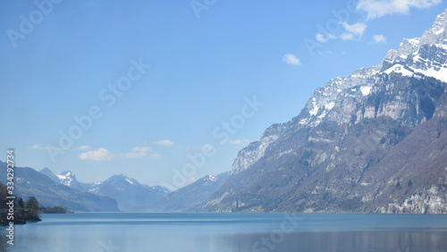 Swiss Alps in Switzerland with water.