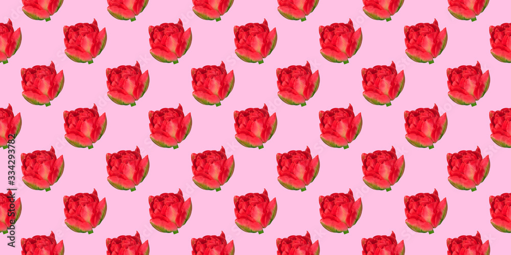 Seamless pattern of red tulips on a pink background Seamless pattern of red tulips on a pink background