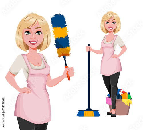 Housewife concept, young pretty stylish woman