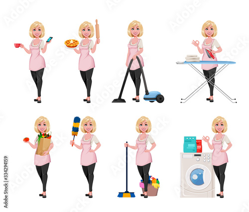 Housewife concept, young pretty stylish woman