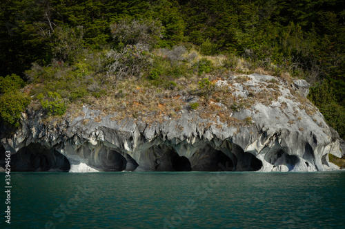  Marmól cathedrals, located in Puerto Río Tranquil, Aysén region (Patagonia), Chile.