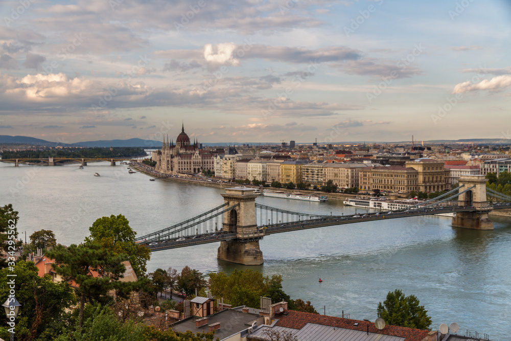 Fototapeta premium Budapest Danube evening view with cloud.
