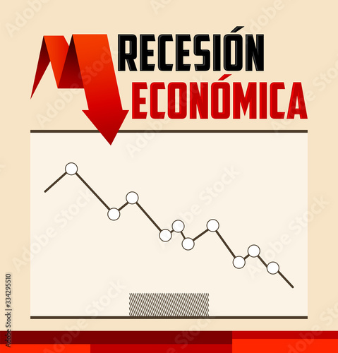 Recesion Economica, Economic Recession in Spanish text vector design.