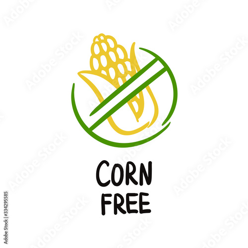 Corn free icon. Signs for dietetic nutrition.