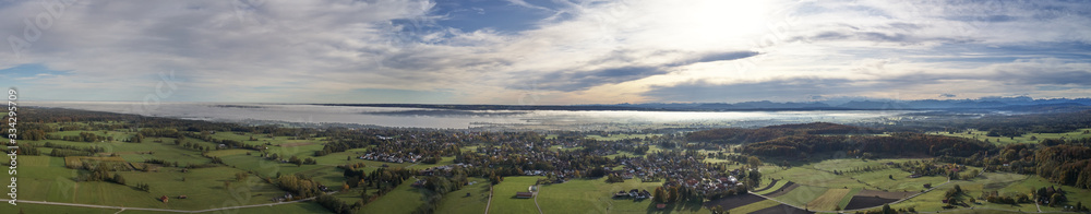 Fototapeta premium diessen aerial panorama ammersee sky