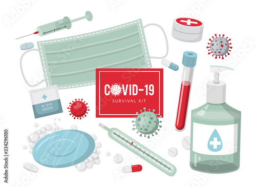Virus disease survival kit necessary elements