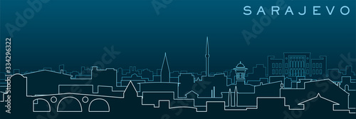 Sarajevo Multiple Lines Skyline and Landmarks