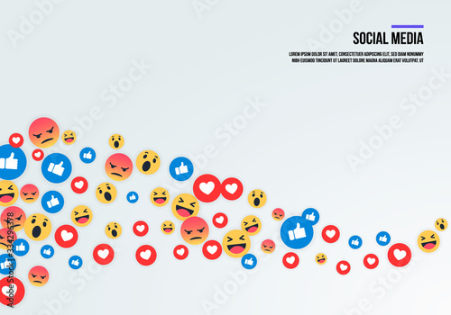 Social media emoji icons. Vector flat emoji art illustration isolated on white background. Abstract emoticons background