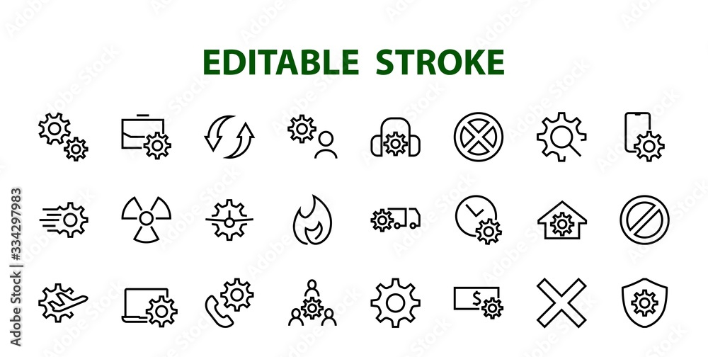  A simple set of settings and options related to Vector Line Icons. Contains icons such as set time, business, phone, and more. Editable Stroke.. 480x480