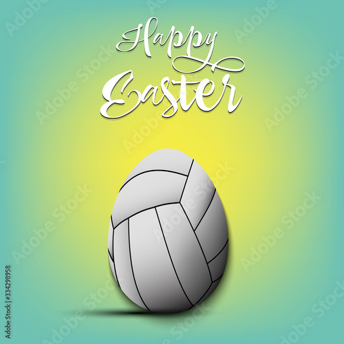 Happy Easter. Egg in the form of a volleyball ball