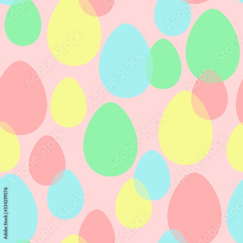 Vector seamless pattern with Easter eggs in colors overlay style. Modern design for wallpaper  textile  fabric  wrapping paper