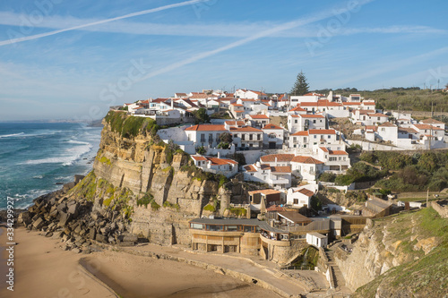 Small Portuguese Seaside Town Azenhas Do Mar During Low Tide