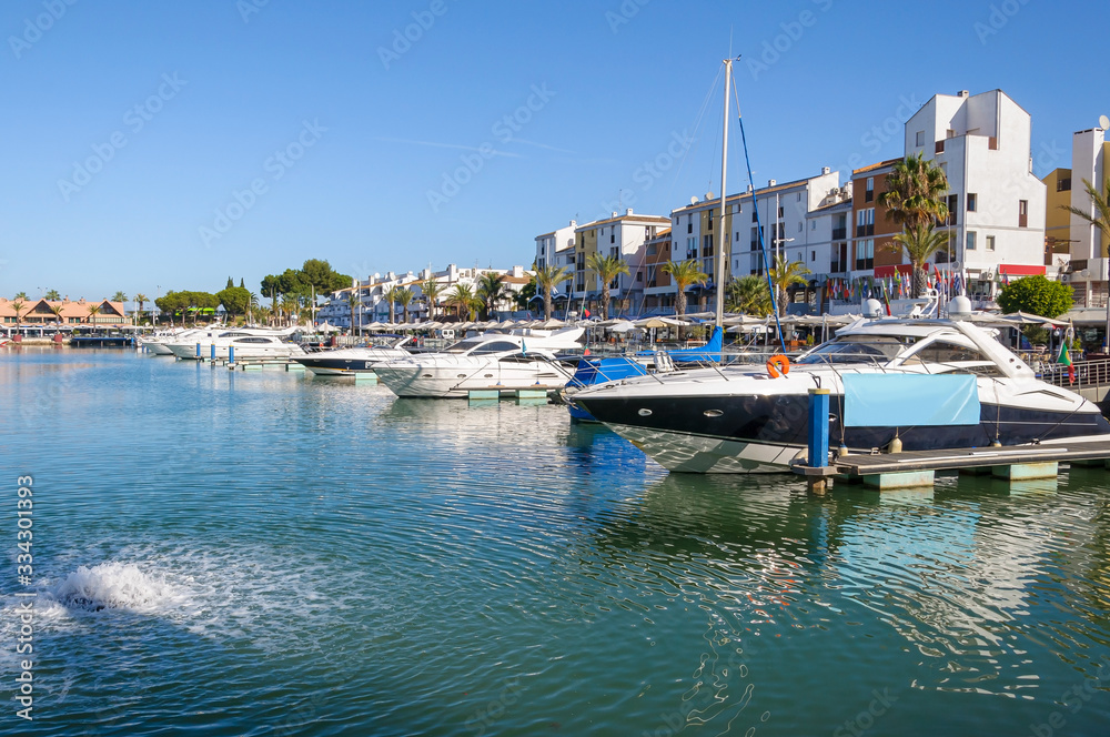 Luxury yachts in the port of Vilamoura in Portugal