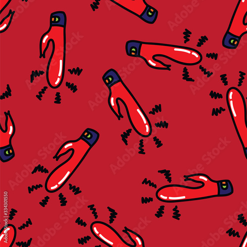 vibrator sex toy seamless doodle pattern, vector illustration