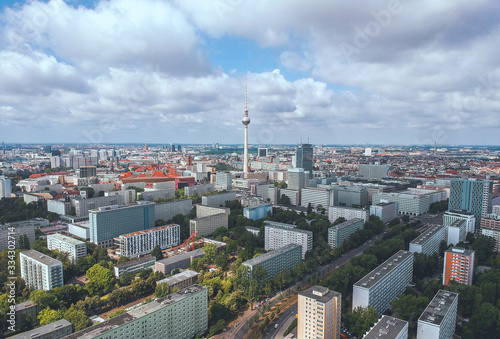 Obraz na płótnie Aerial view over former East Berlin, Germany w salonie