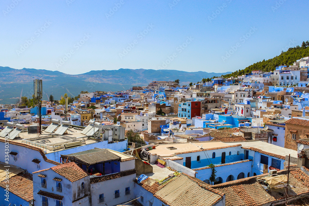 View of Chefchaouen, one of the beatiful cities in Morocco.