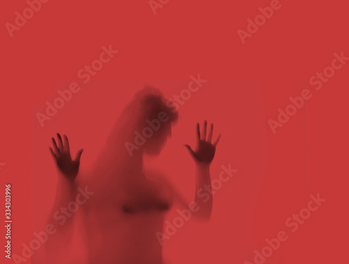 Woman hostage blurred abuse victim concept