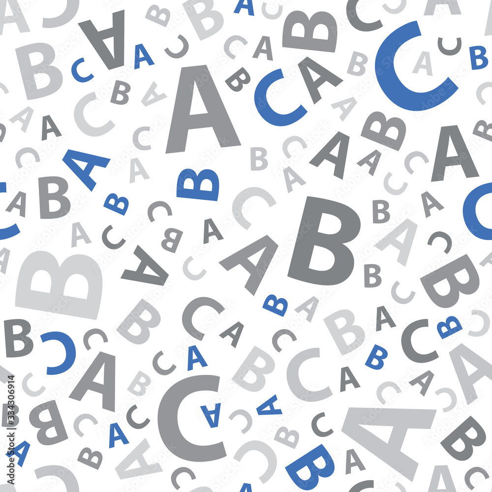 Fototapeta premium Blue and grey abc letter background seamless