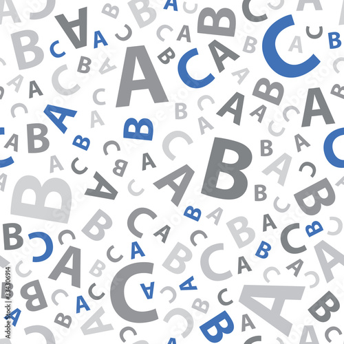 Blue and grey abc letter background seamless