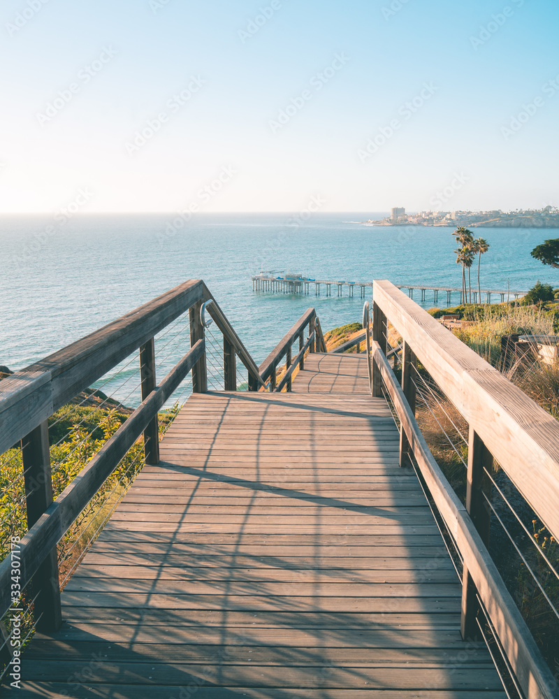 Path with stairs to Scripps Pier in La Jolla San Diego sunny day Path with stairs to Scripps Pier in La Jolla San Diego sunny day