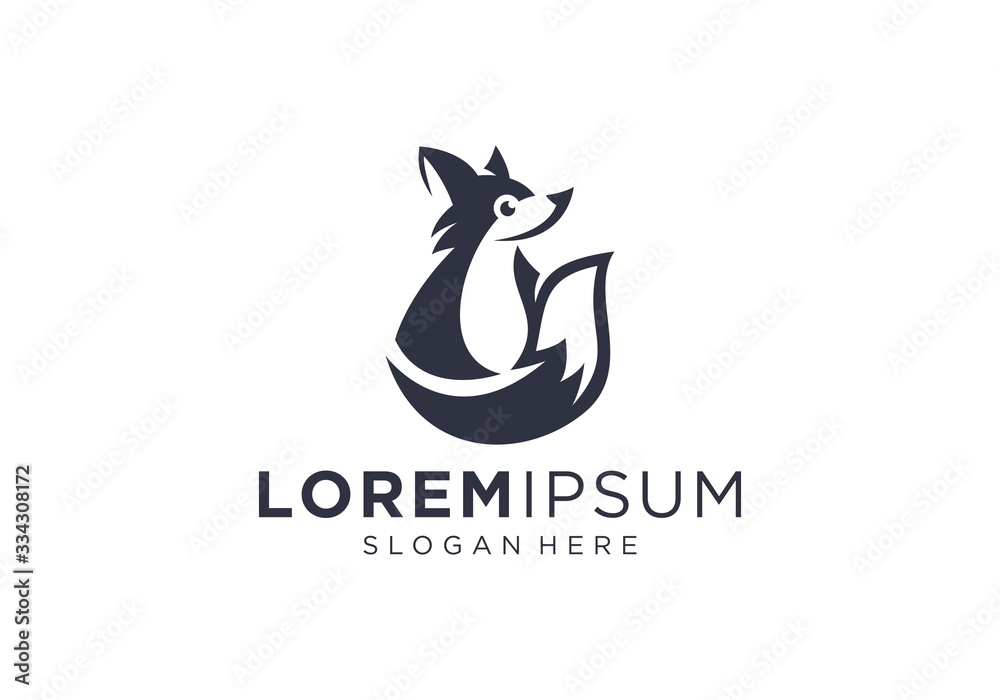 Unique logo fox silhouette template Unique logo fox silhouette template