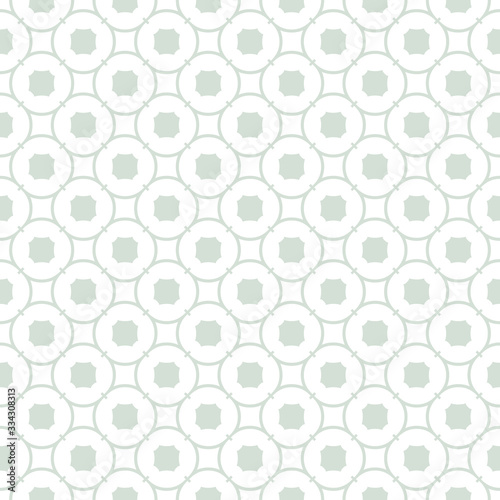 Retro vintage style seamless pattern. Vector geometric background with curved shapes, squares, circular grid. Simple minimalist abstract texture in pastel colors, pale green and white. Subtle design