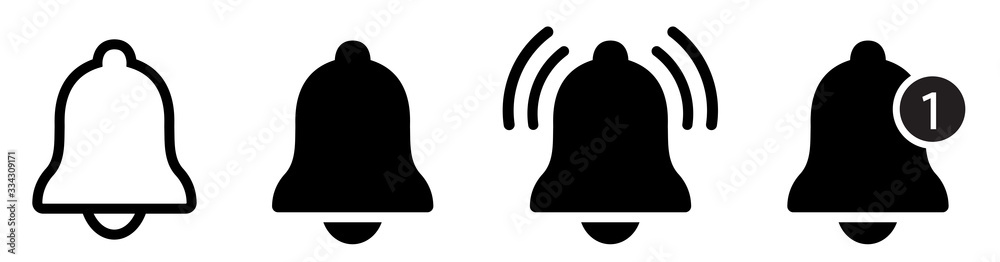 Wunschmotiv: Notification bell icon. Alarm symbol. Incoming inbox message. Ringing bells. Alarm cloc