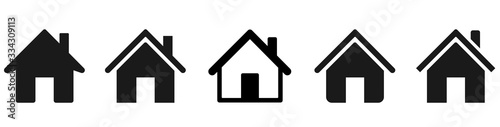 House icons set. Home icon collection. Real estate. Flat style houses symbols for apps and websites on whitr background - stock vector. photo