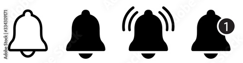 Notification bell icon. Alarm symbol. Incoming inbox message. Ringing bells. Alarm clock and smartphone application alert. Social media element. New message symbol flat style - stock vector.