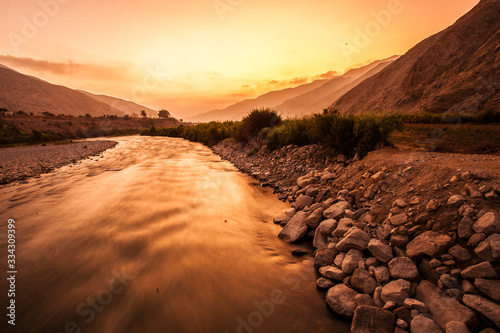 Panoramic view of the Canete river in the Peruvian coast, on Lima, Peru
