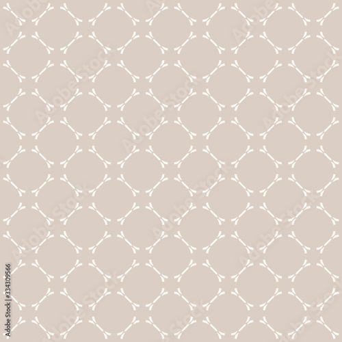 Subtle vector background texture. Geometric seamless pattern with delicate rounded grid, net, mesh, lace, lattice, weave. Simple abstract beige ornament. Minimal repeated design for decor, wallpapers