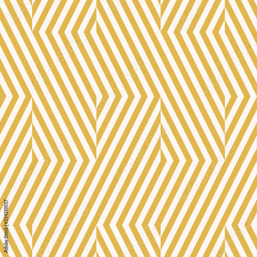 Vector geometric lines seamless pattern. Modern texture with diagonal stripes, broken lines, chevron, zigzag. Simple abstract geometry. Yellow and white graphic background. Trendy repeatable design