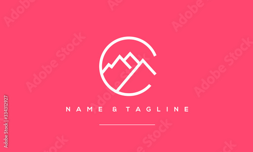 Alphabet letter icon logo C with mountain in the middle 