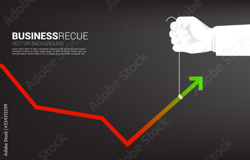 close up Businessman hand pull graph to turnaround. Background concept for making success and growth business