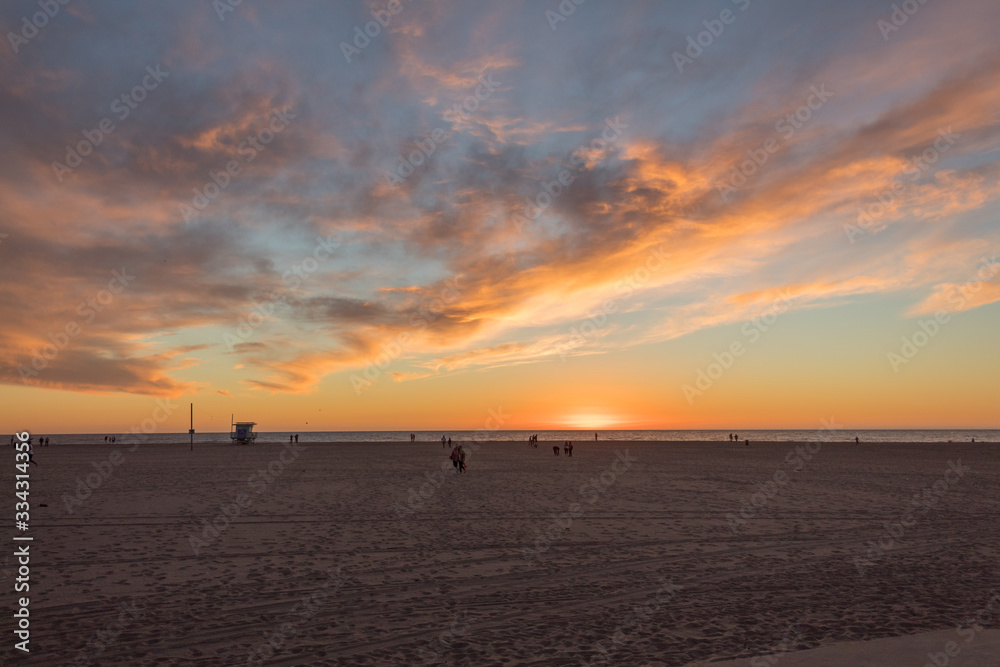 sunset on the beach at los angeles
