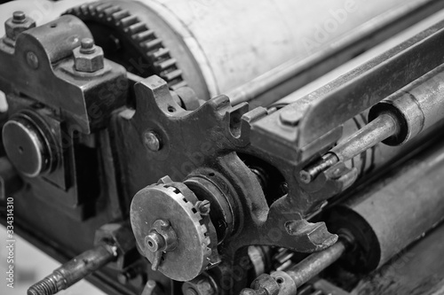 Принти на полотні Old typography printing machine. Noise.