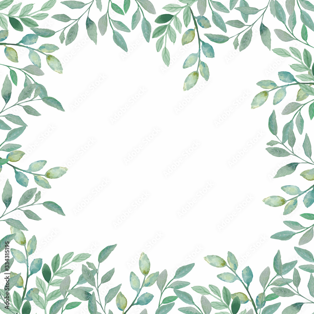 Green Springtime leaves Background. Spring tree leaves frame