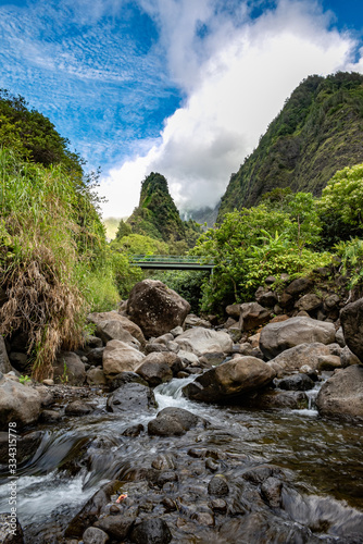 Iao Valley, Maui, Hawai'i, Iao Needle, State Park, Blue Sky, Pinnacle, 