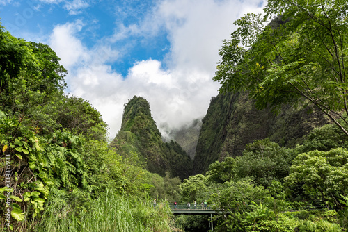 Iao Valley, Maui, Hawai'i, Iao Needle, State Park, Blue Sky, Pinnacle, 