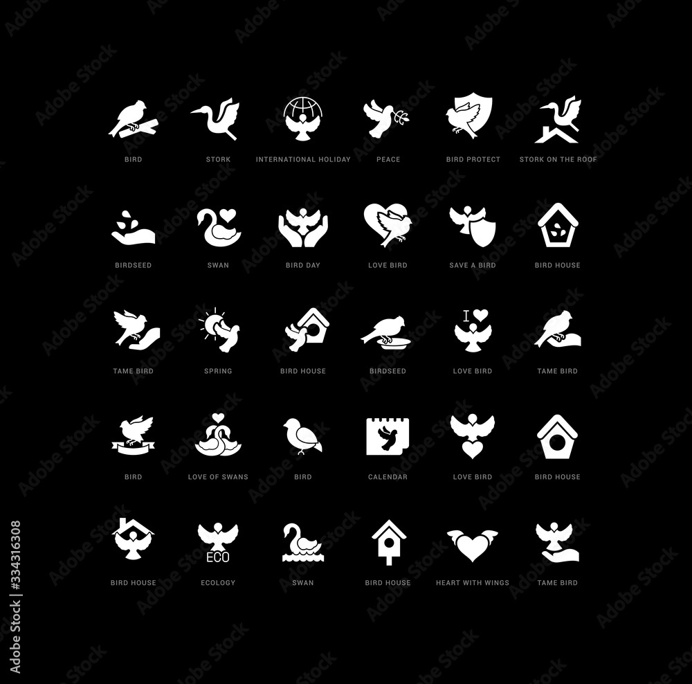 Vector Simple Icons of Bird Day Vector Simple Icons of Bird Day