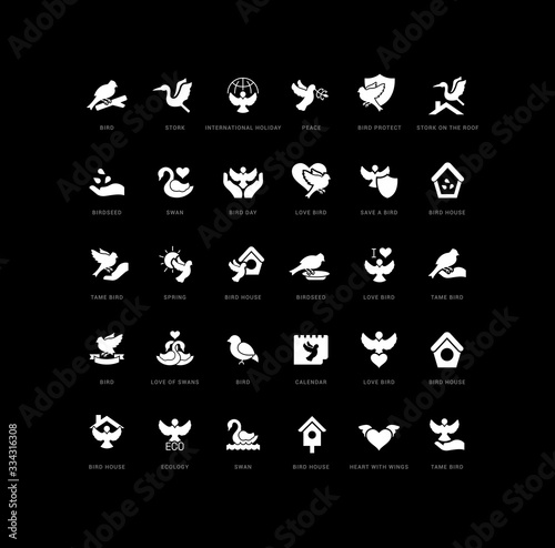 Vector Simple Icons of Bird Day