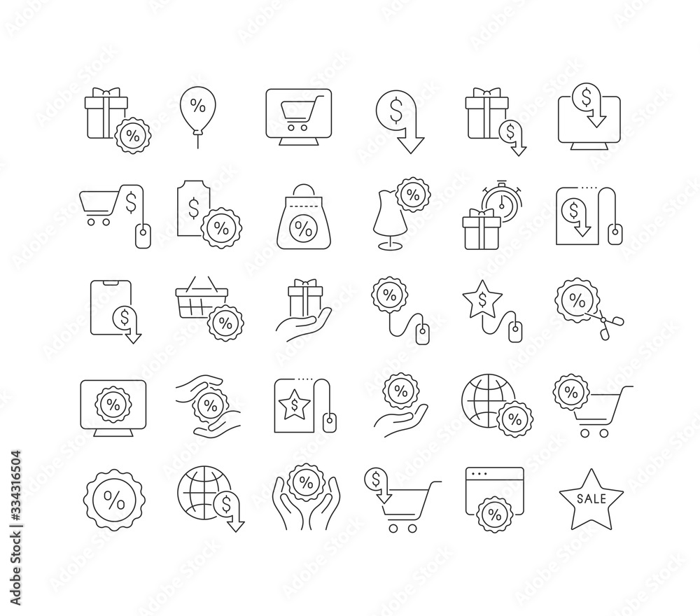 Vector Line Icons of Cyber Monday